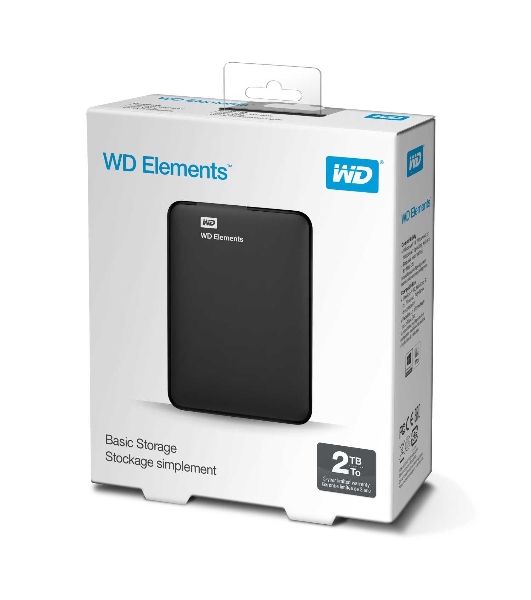 Внешний HDD 2.5' Western Digital Elements Portable, 2TB, USB 3.2 Gen 1 Type-A, 5400 rpm, черный