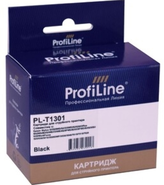 Картридж струйный ProfiLine PL-T1301 для принтеров Epson Stylus SX525WD/SX535WD/SX620/Office B42WD/BX525/BX535/BX625FWD/BX635FWD/BX925/BX935/WorkForce 525/630/3010/3520DWF/3530/3540/7015/7515/7525 с чернилами Black 25,4 мл
