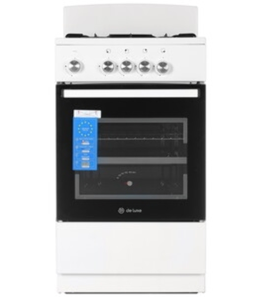 Плита газовая De Luxe 5040.48Г (Щ) белый, конфорок 4 шт, духовка 43 л, 50 см x 85 см x 50 см