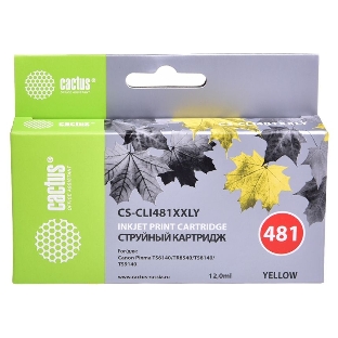 Картридж струйный Cactus CS-CLI481XXLY желтый (12мл) для Canon Pixma TR7540/TR8540/TS6140/TS8140