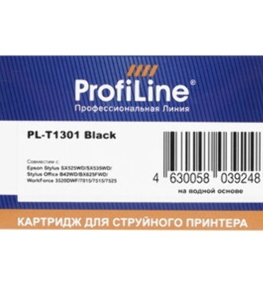 Картридж струйный ProfiLine PL-T1301 для принтеров Epson Stylus SX525WD/SX535WD/SX620/Office B42WD/BX525/BX535/BX625FWD/BX635FWD/BX925/BX935/WorkForce 525/630/3010/3520DWF/3530/3540/7015/7515/7525 с чернилами Black 25,4 мл
