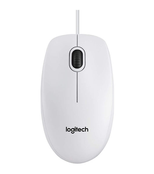 Мышь проводная Logitech B100 белый, 1000 dpi, USB, кнопки - 3