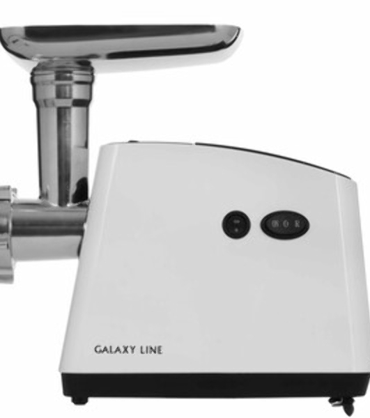 Мясорубка электрическая Galaxy GL 2411 белый, 1200 Вт, 1.3 кг/мин, реверс, защита от перегрузки, металлический лоток, насадки - 5