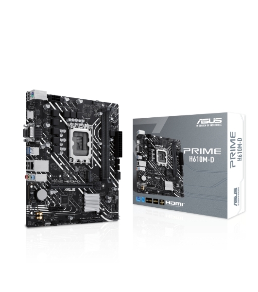 Материнская плата ASUS PRIME H610M-D, LGA 1700, Intel H610, 2xDDR5, 4xSATA, 1xM.2, 1xPCIe 4.0 x16, 1x1Gb LAN, 2xUSB-A 3.2 Gen 1, 4xUSB-A 2.0, 1xHDMI, 1xVGA, 3x3.5 мм, 1xRS-232, 7.1, mATX
