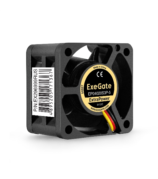 Вентилятор для корпуса ExeGate ExtraPower EP04020S3P-5 черный, 40 мм, 7000 об/мин, 30.5 дБ, 3 pin