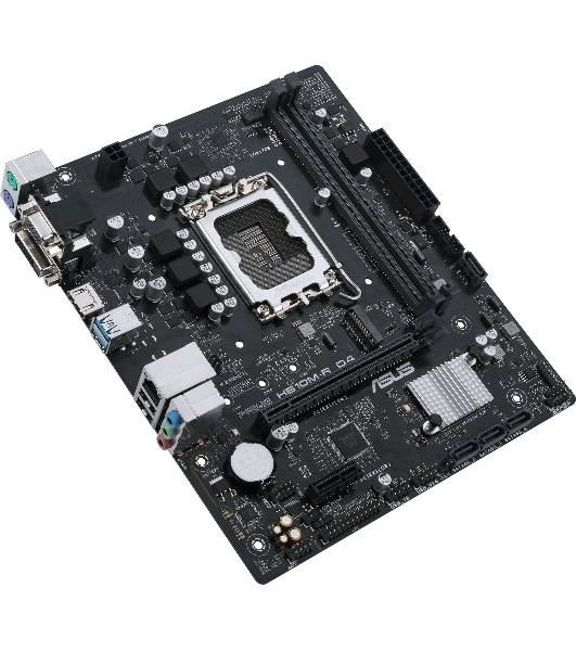 Материнская плата ASUS PRIME H610M-R D4-SI, LGA 1700, Intel H610, 2xDDR4, 4xSATA, 1xM.2 PCIe 3.0 x4, 1xPCIe 4.0 x16, 1xPCIe x1, 1xHDMI, 1xDVI, 1xVGA, 2xUSB-A 2.0, 2xUSB-A 3.2 Gen 1, 1x 1Gb LAN, 3x3.5 мм, 7.1, mATX