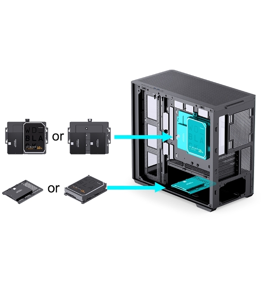 Корпус без блока питания Корпус JONSBO D300 Black MATX без БП, боковая панель из закаленного стекла, mini-ITX, micro-ATX, черный