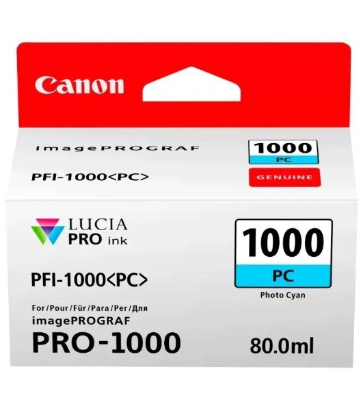 Картридж струйный Canon PFI-1000 PC фото голубой (80 мл.) для Canon IJ SFP PRO-1000 WFG