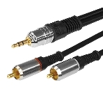 Шнур Rexant Стерео 3,5 мм - 2 RCA 5 м (GOLD-металл), фото 1