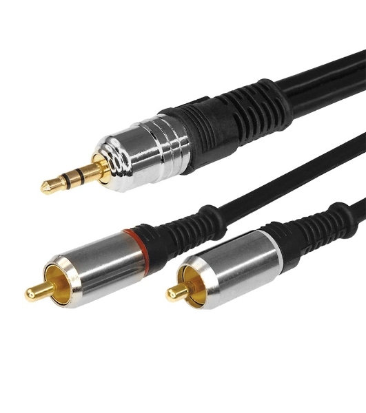Шнур Rexant Стерео 3,5 мм - 2 RCA 5 м (GOLD-металл)