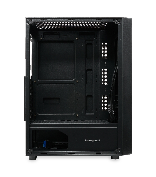 Компьютерный корпус без блока питания HSPD M530, Mesh Mid Tower, Black, TG, 0.4 SPCC, no fans ATX, mATX, mITX 155/290/200mm 2x2.5', 2x3.5', 7xPCI 1xUSB-A 3.0, 2xUSB-A 1.0 335x193x445mm