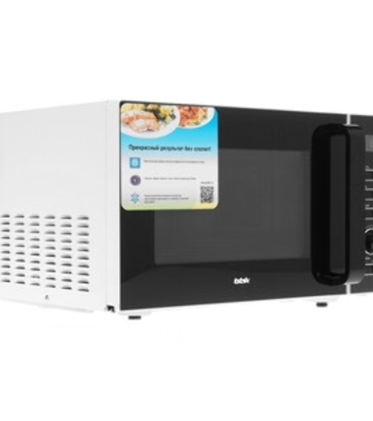 Микроволновая печь BBK 25MWC-992T/WB белый/черный, 25 л, 900 Вт, переключатели - кнопки, поворотный механизм