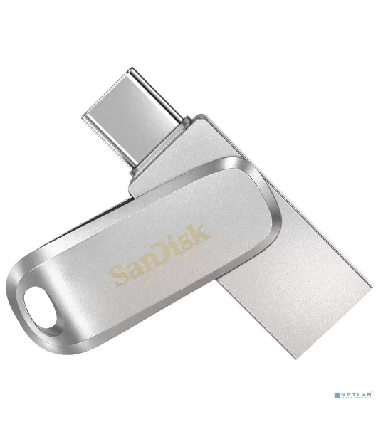 Флешка USB SanDisk Ultra Dual Luxe (SDDDC4-256G-G46), 256Gb, USB 3.2/USB Type-C, R/W 150/40, серебристый