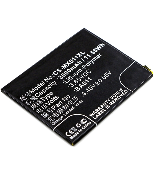Аккумулятор CameronSino CS-MX611XL BA611 для MeiZu M5, Meilan M53.85V, 3000mAh, 11.55Wh