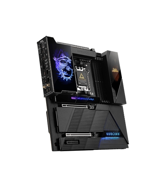 Материнская плата MSI MEG X870E GODLIKE, AM5, AMD X870E, 4xDDR5, 4xSATA, 7xM.2, 2xPCIe 5.0 x16, 1xPCIe 4.0 x4, 2xUSB-C DP, 1x10G LAN, 1x5Gb LAN, Wi-Fi 7, Bluetooth 5.4, 2xUSB-C 40Gbps, 5xUSB-C 10Gbps, 1xUSB-C 20Gbps, 8xUSB-A 10Gbps, 4xUSB-A 5Gbps, 4xUSB-A 2.0, 1xS/PDIF, 2x3.5 мм, 7.1, E-ATX