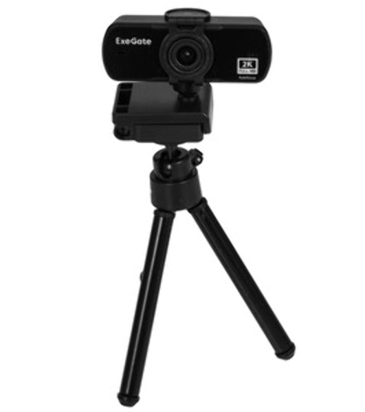 Веб-камера ExeGate Stream C940 2560x1440, 30 кадр/с, USB Type-A, микрофон (шумоподавление), универсальное крепление, штатив в комплекте