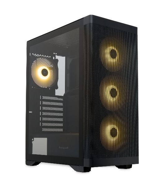 Компьютерный корпус HSPD M520, Mesh Mid Tower, черный, slide TG, 0.45 SPCC, 4x120мм ARGb ATX, mATX, mITX 160/330/184мм 2x2.5', -, 7xPCI 2xUSB-A 3.0, 1xUSB-A 1.0 390x200x449мм