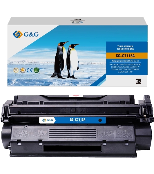 Картридж лазерный G&G GG-C7115A (C7115A) черный (2500 стр.) для HP LJ 1000/1005/1200/1200N/1200SE/1220/1220SE/3300MFP/3320N MFP/3320MFP/3330MFP