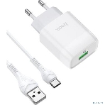 Зарядное устройство Hoco 18Вт, 3А, QC3.0, 1xUSB + кабель USB/Type-C, CS12A, белый, блистер, фото7