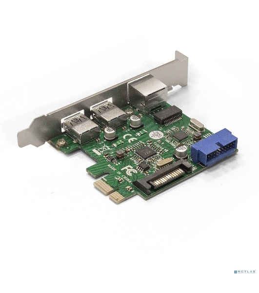 Контроллер ExeGate EX290278RUS EXE-362 PCI-E 2.0, 2*USB 3.0 ext + 1*USB 3.0 int + LAN UTP 1000Mbps, разъем доп.питания (OEM)