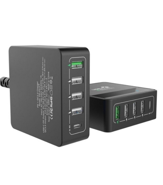 Сетевое зарядное устройство ACD-P605U-V1B 60Вт, 5xUSB 1PD+1QC+3Smart, 3.6~20В/3А RTL