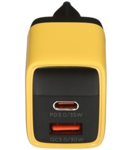 Сетевое зарядное устройство с дисплеем Cablexpert MP3A-PC-53, 35Вт GaN, QC3.0/PD3.0, 1хUSB, 1хType-C, желтый, коробка