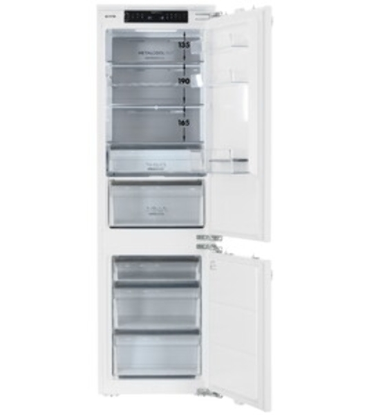Встраиваемый холодильник Gorenje NRKI517E82WF, полезный объем 244 л, электронное управление, цифровой дисплей, автоматическое размораживание No Frost, быстрое замораживание, интенсивное охлаждение, зона свежести с контролем влажности, инверторный компрессор, энергоэффективность А+