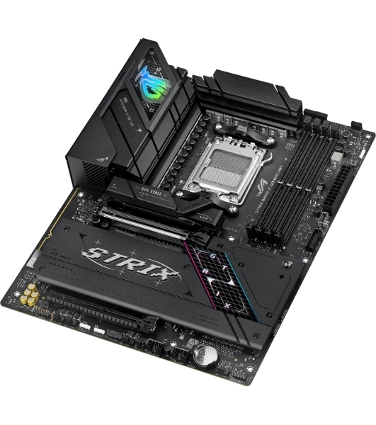 Материнская плата ASUS ROG STRIX B850-F GAMING WIFI, AM5, AMD B850, 4xDDR5, 2xSATA, 4xM.2, 1xPCIe 5.0 x16, 1xPCIe 4.0 x16, 1xPCIe x4, 1xDP, 1xHDMI, 1x2.5Gb LAN, 1xUSB-C 20Gbps, 1xUSB-C 10Gbps, 3xUSB-A 10Gbps, 4xUSB 5Gbps, 4xUSB 2.0, 3x3.5 мм, 7.1, ATX