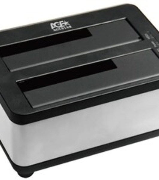 Докстанция 2x2,5'/3,5' SATAIII AgeStar 3UBT8 (SILVER) USB 3.0, пластик, серебристый
