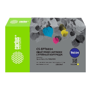 Картридж струйный Cactus CS-EPT6034 (T6034) желтый пигментный (220 мл) для Epson Stylus PRO 7880/9880