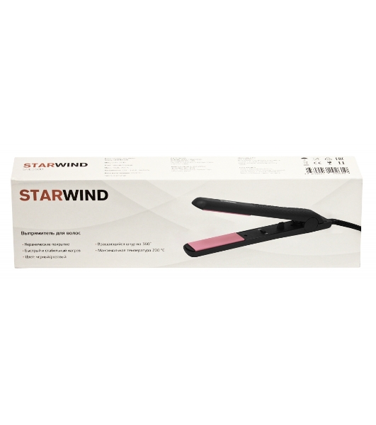 Выпрямитель для волос Starwind SHE5500 черный/розовый, 25 мм, 200 °C, 1 режим