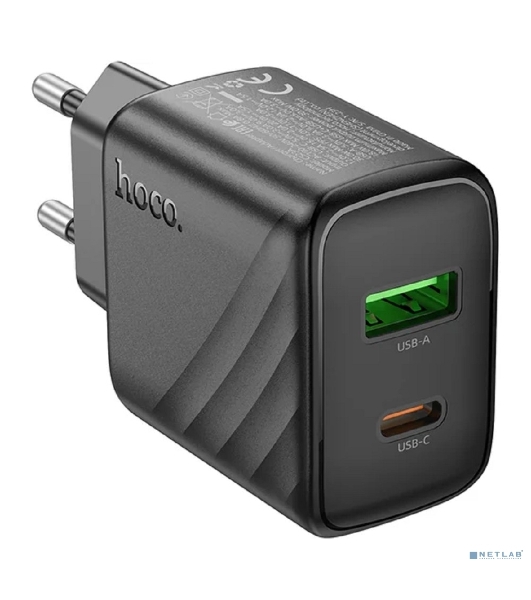 Сетевое зарядное устройство Hoco 30Вт, 3А, QC3.0/PD, 1хUSB, 1хType-C, CS23A, черный, коробка