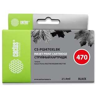 Картридж струйный Cactus CS-PGI470XLBK черный (21.4 мл) для Canon Pixma MG5740/MG6840/MG7740/TS5040/6040/8040/9040