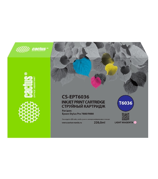 Картридж струйный Cactus CS-EPT6036 (T6036) светло-пурпурный пигментный (220 мл) для Epson Stylus PRO 7880/9880