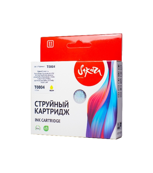 Картридж струйный Sakura C13T08044011 (T0804) для Epson, желтый, 7,4 мл.