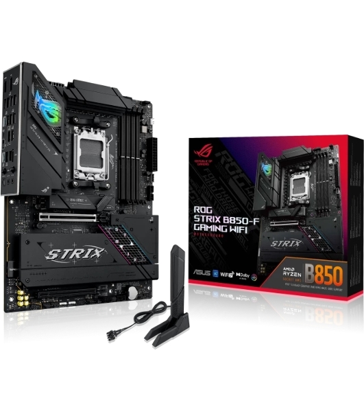 Материнская плата ASUS ROG STRIX B850-F GAMING WIFI, AM5, AMD B850, 4xDDR5, 2xSATA, 4xM.2, 1xPCIe 5.0 x16, 1xPCIe 4.0 x16, 1xPCIe x4, 1xDP, 1xHDMI, 1x2.5Gb LAN, 1xUSB-C 20Gbps, 1xUSB-C 10Gbps, 3xUSB-A 10Gbps, 4xUSB 5Gbps, 4xUSB 2.0, 3x3.5 мм, 7.1, ATX