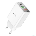 Сетевое зарядное устройство с дисплеем Hoco 18Вт, 3А, QC3.0/PD, 1хUSB, 1хType-C, C100A, белый, коробка, фото6