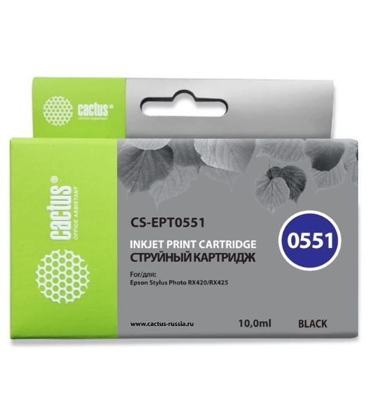 Картридж струйный Cactus CS-EPT0551 черный (10 мл) для Epson Stylus RX520/Stylus Photo R240