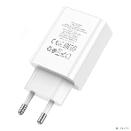 Сетевое зарядное устройство с дисплеем Hoco 18Вт, 3А, QC3.0/PD, 1хUSB, 1хType-C, C100A, белый, коробка, фото5