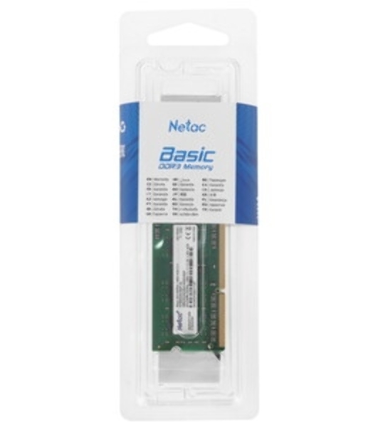 Оперативная память NETAC Basic, DDR3L, 4GB (1x4GB), 1600MHz, CL11, SO-DIMM