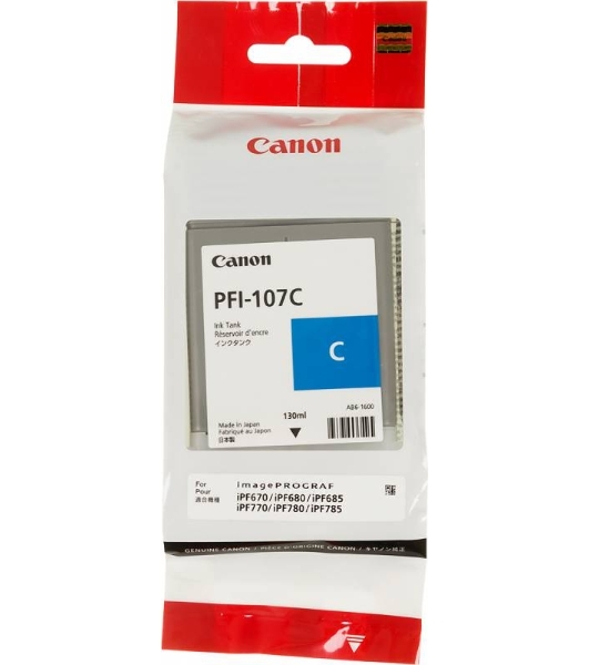 Картридж струйный Canon PFI-107C (6706B001) голубой (130 мл) для Canon iP F680/685/780/785