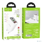 Сетевое зарядное устройство с дисплеем Hoco 18Вт, 3А, QC3.0/PD, 1хUSB, 1хType-C, C100A, белый, коробка, фото4