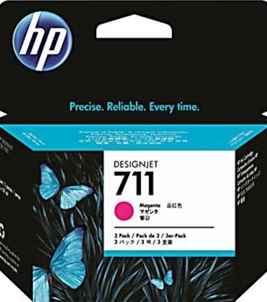 Картридж струйный HP №711 CZ135A пурпурный x3уп. для HP DJ T120/T520