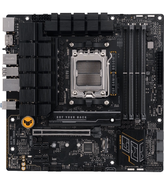 Материнская плата ASUS TUF GAMING B650M-E, AM5, AMD B650, 4xDDR5, 4xSATA, 2xM.2, 1xPCIe 4.0 x16, 2xPCIe x1, 2xDP, 1xHDMI, 1x 2.5Gb LAN, 1xUSB-A 3.2 Gen 2, 2xUSB-A 3.2 Gen 1, 4xUSB 2.0, 1xUSB-C 3.2 Gen 2, 3x3.5 мм, 7.1, mATX