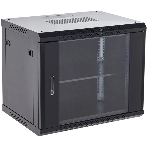 Настенный шкаф Rexant RAL 9005 19' 12U 600×600×635 (ШxГxВ), дверь стекло, металлическая задняя стенка, боковые съемные стенки, фото 1