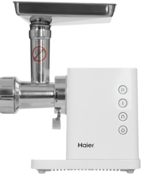 Мясорубка электрическая Haier HG-700 белый, 1900 Вт, 3.0 кг/мин, реверс, защита от перегрузки, металлический лоток, насадки - 5