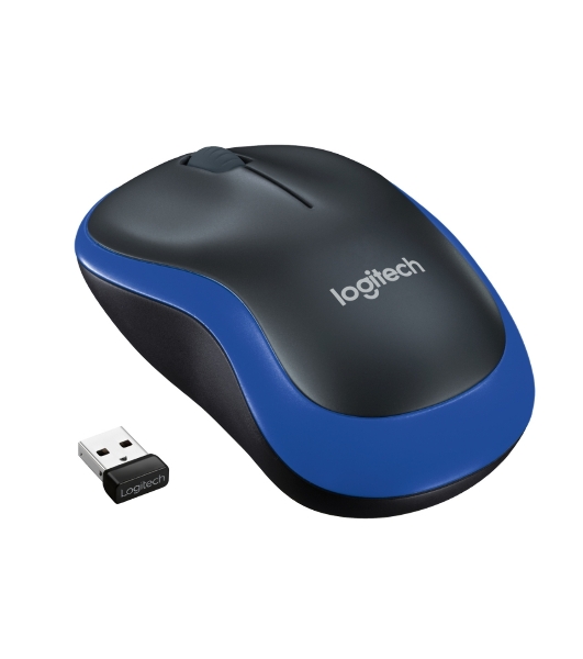 Мышь беспроводная Logitech M185 синий, 1000 dpi, радиоканал, USB, кнопки - 3