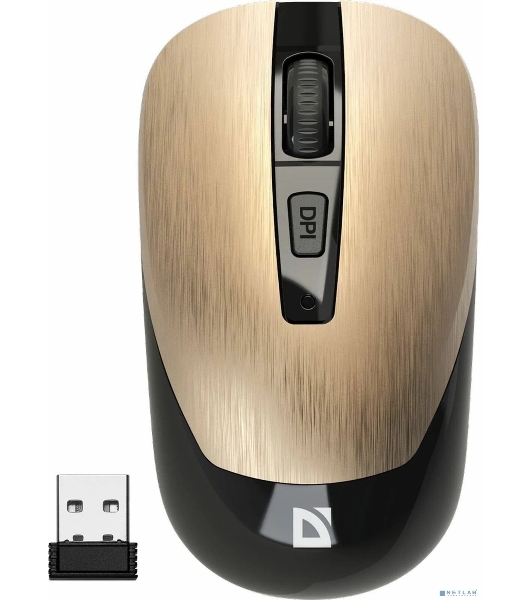 Мышь беспроводная Defender Wave MM-995 бронзовый, 1600 dpi, радиоканал, USB, кнопки - 4