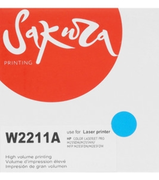 Картридж лазерный Sakura W2211A (HP 207A) для HP LaserJet Pro M255, голубой, 1250 к.