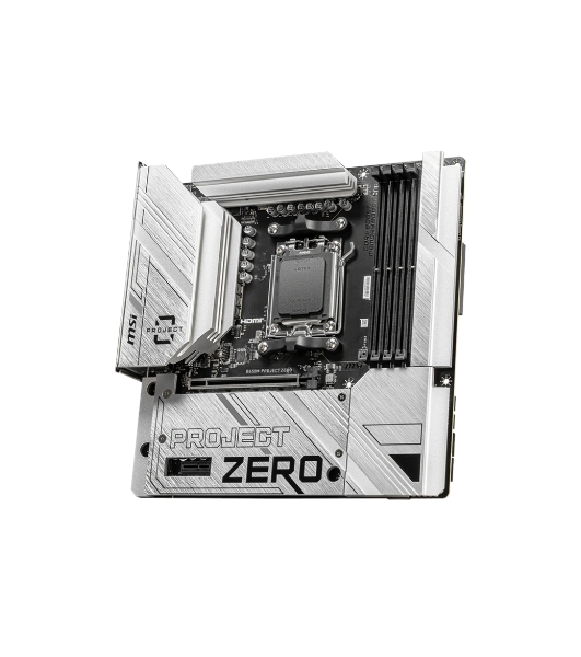 Материнская плата MSI B650M PROJECT ZERO, AM5, AMD B650, 4xDDR5, 4xSATA, 2xM.2, 1xPCIe 4.0 x16, 1xPCIe x1, 1xDP, 1xHDMI, 1x 2.5Gb LAN, 2xUSB-A 2.0, 2xUSB 3.2 Gen 1, 3xUSB 3.2 Gen 2, 3x3.5 мм, 7.1, mATX